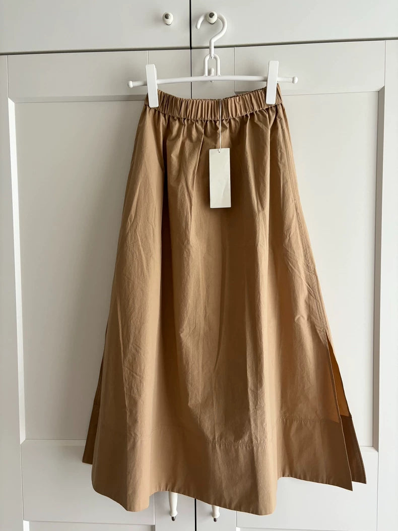 ARKET Beige Cotton A-Line Skirt