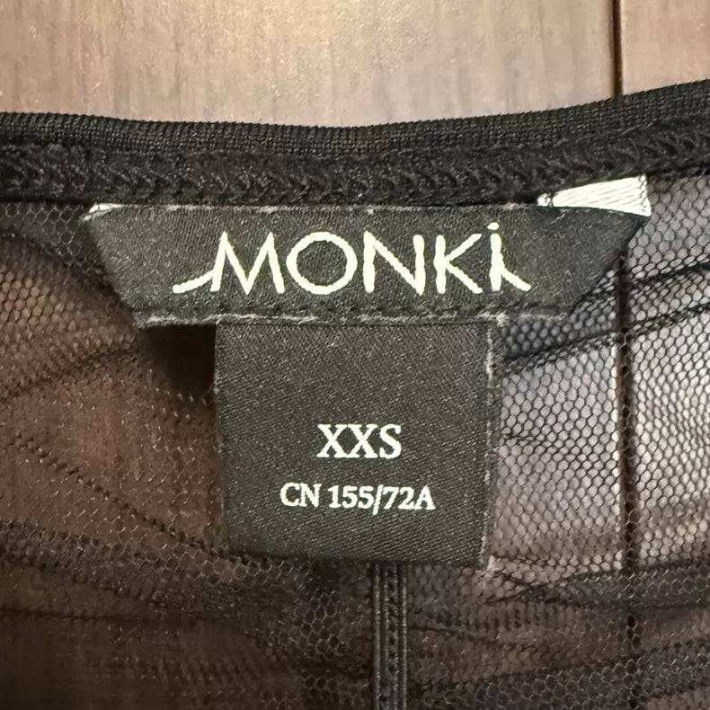 MONKI Black Sheer Ruched Top