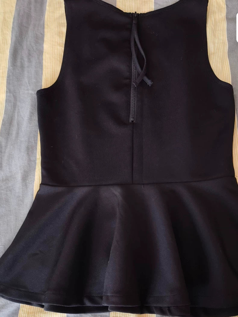 MONKI Black Sleeveless Peplum Top