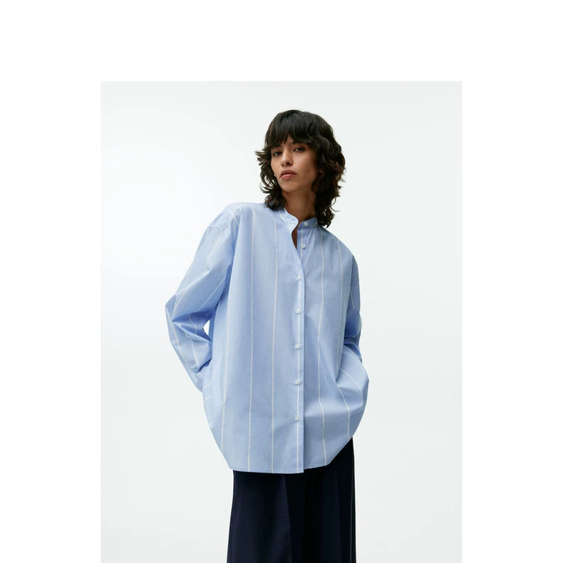 ARKET Pale Blue Striped Cotton Shirt