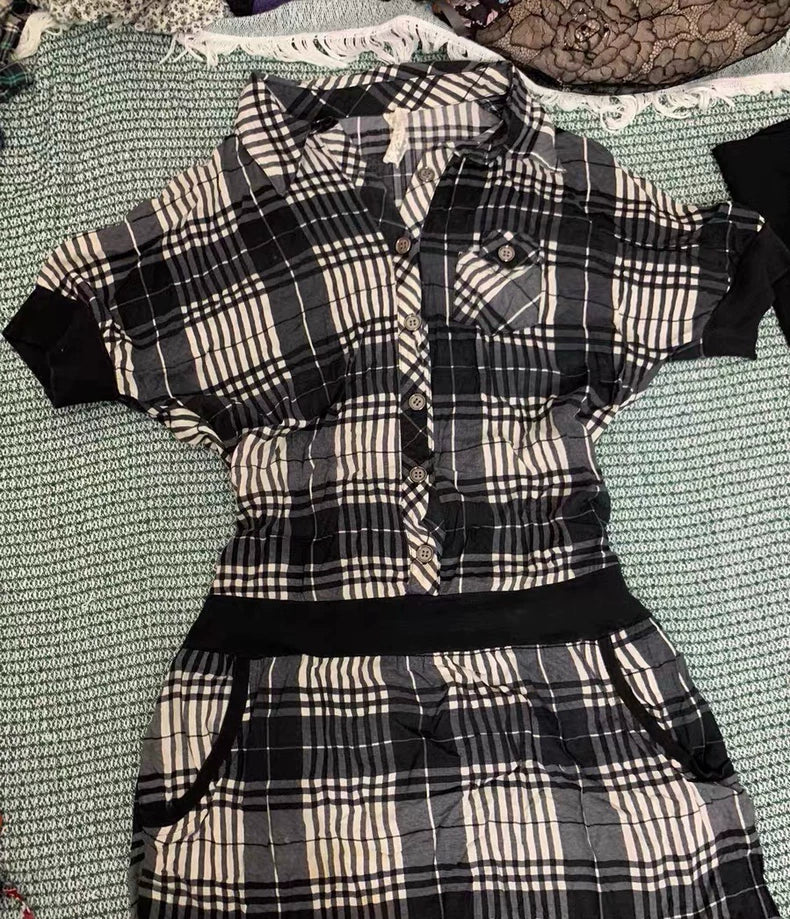 Forest lace plaid dress