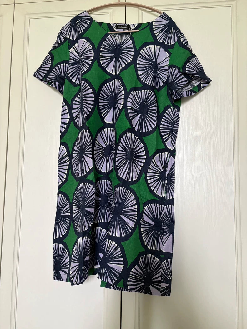 Marimekko Green Circular Print Dress