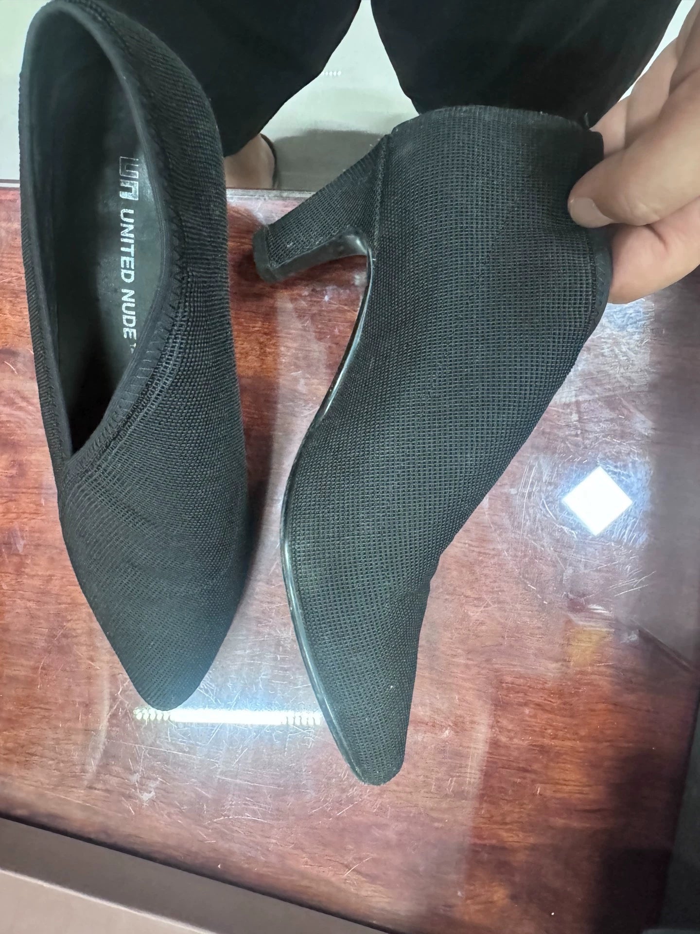 United Nude Black Pointed Mid-Heel Shoes — original seller image 2