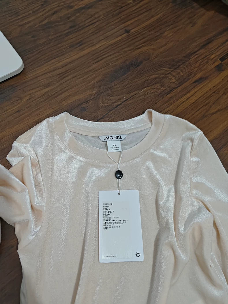 MONKI Cream Velvet Cropped Top