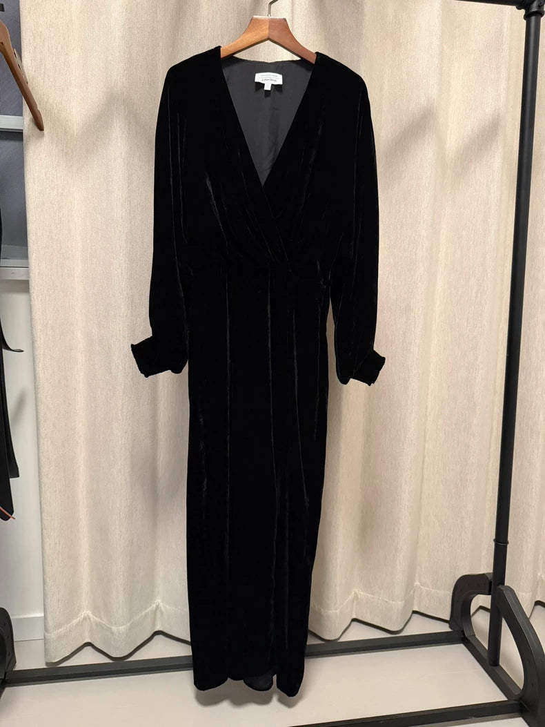 & Other Stories V-Neck Velvet Long Dress