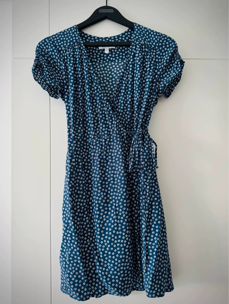 & Other Stories Blue Floral Wrap Dress