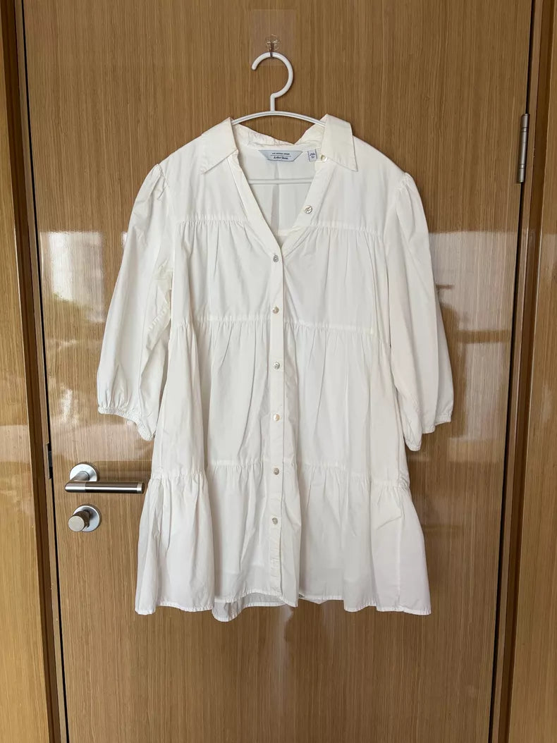 & Other Stories White Tiered Shirt Dress
