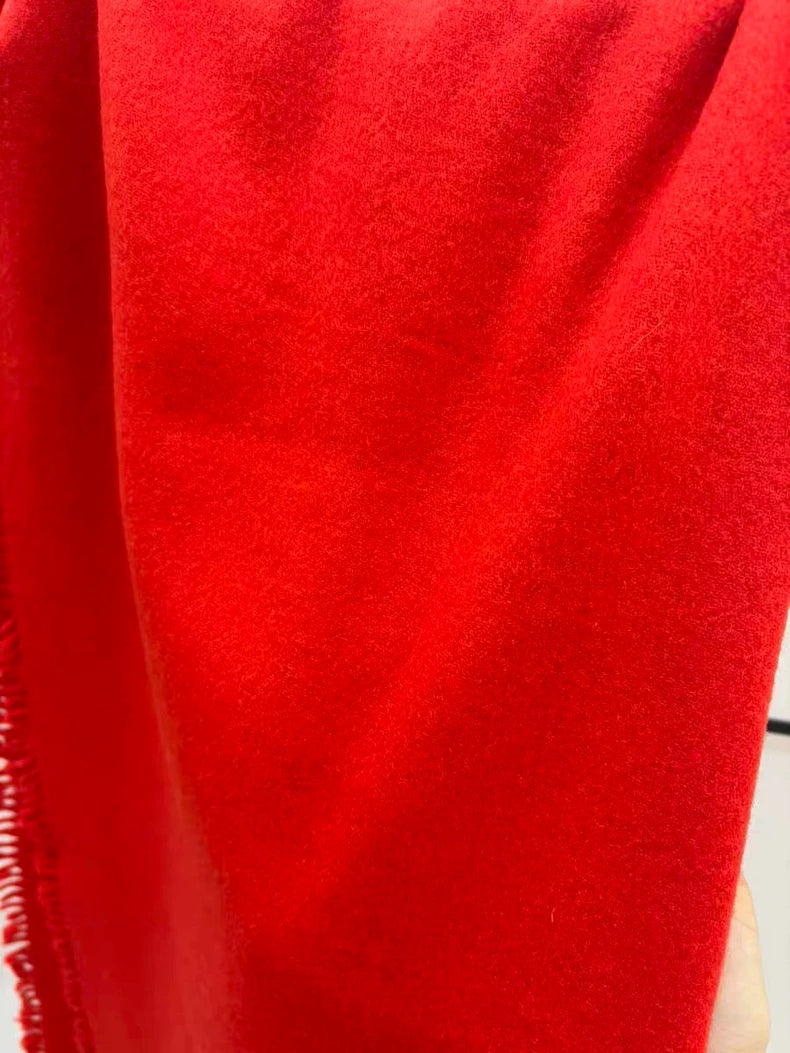 ARKET Red Fringed Wool Scarf