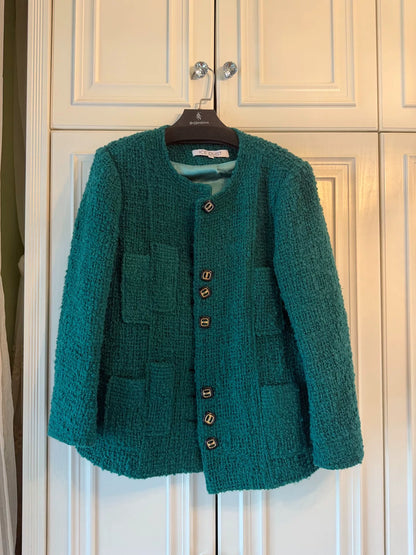 ICE DUST Peacock Green Tweed Jacket