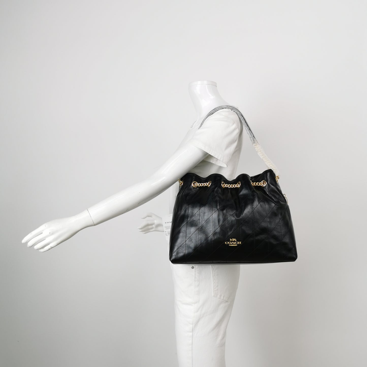 Coach Evelyn Quilted Leather Shoulder Bag — Black