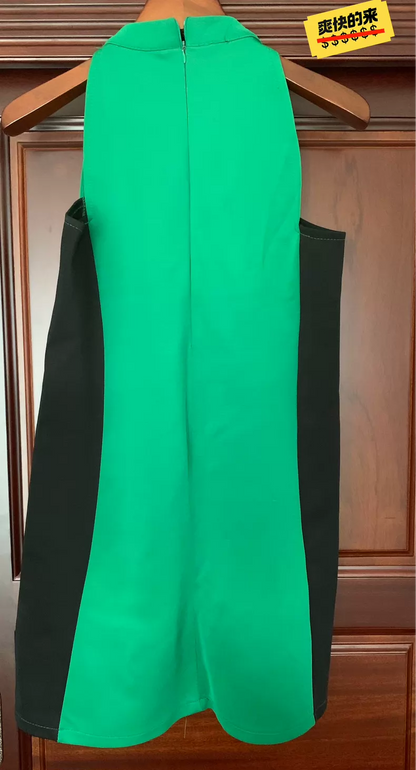 Emerald Colorblock Party Dress