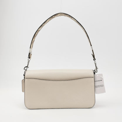 Coach Morgan Ivory Leather Shoulder Bag with Snake-Print Strap