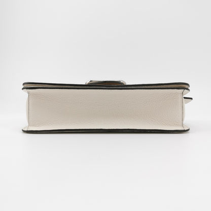 Coach Morgan Ivory Leather Shoulder Bag with Snake-Print Strap