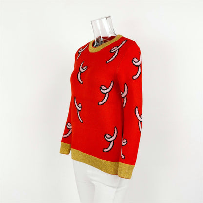 Ozlana scarlet graphic sweater — view 2