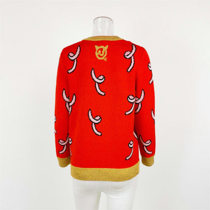Ozlana scarlet graphic sweater — view 3