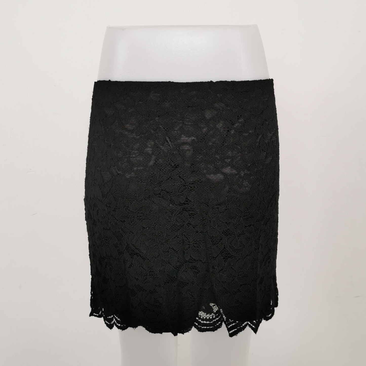Diane von Furstenberg black lace mini skirt — view 2
