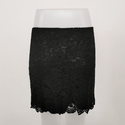 Diane von Furstenberg black lace mini skirt — view 2