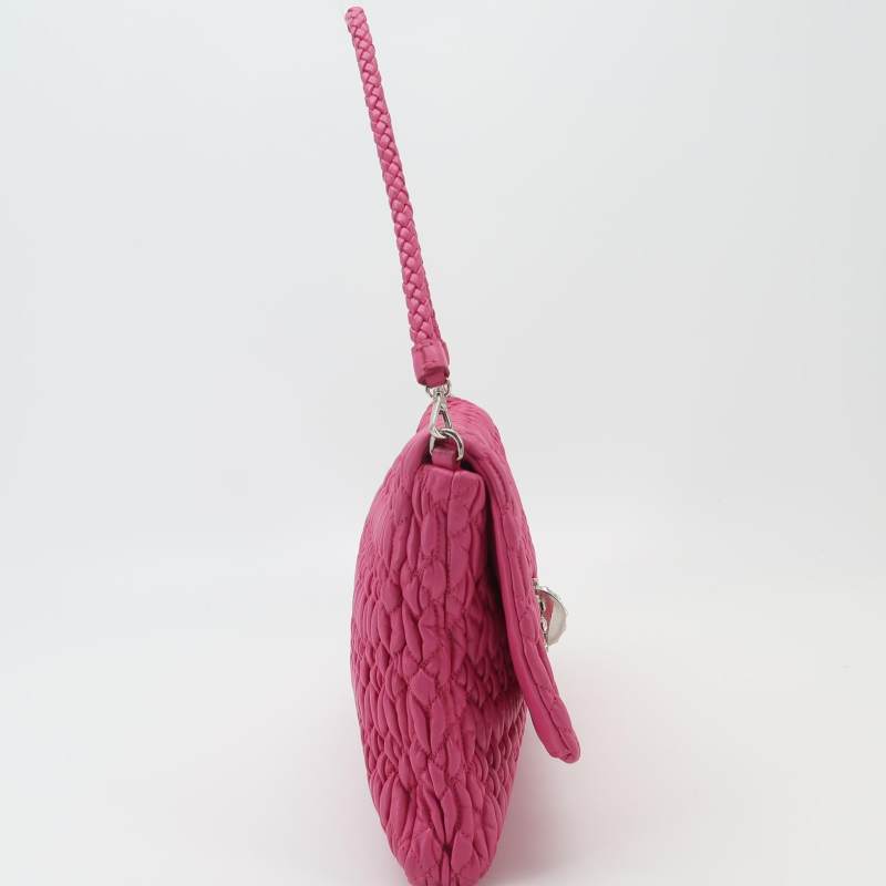 Miu Miu Crystal Quilted Lambskin Shoulder Bag — Rose Red