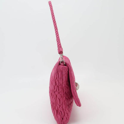 Miu Miu Crystal Quilted Lambskin Shoulder Bag — Rose Red