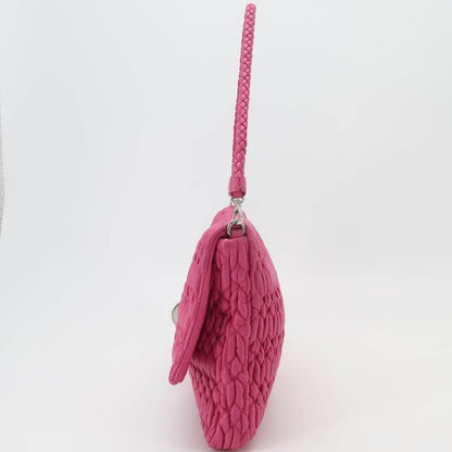 Miu Miu Crystal Quilted Lambskin Shoulder Bag — Rose Red