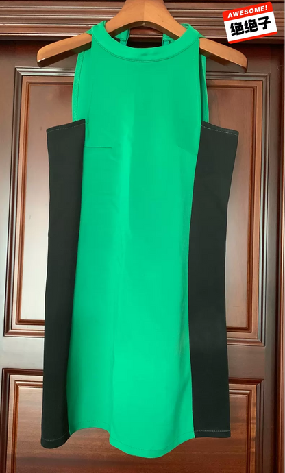 Emerald Colorblock Party Dress