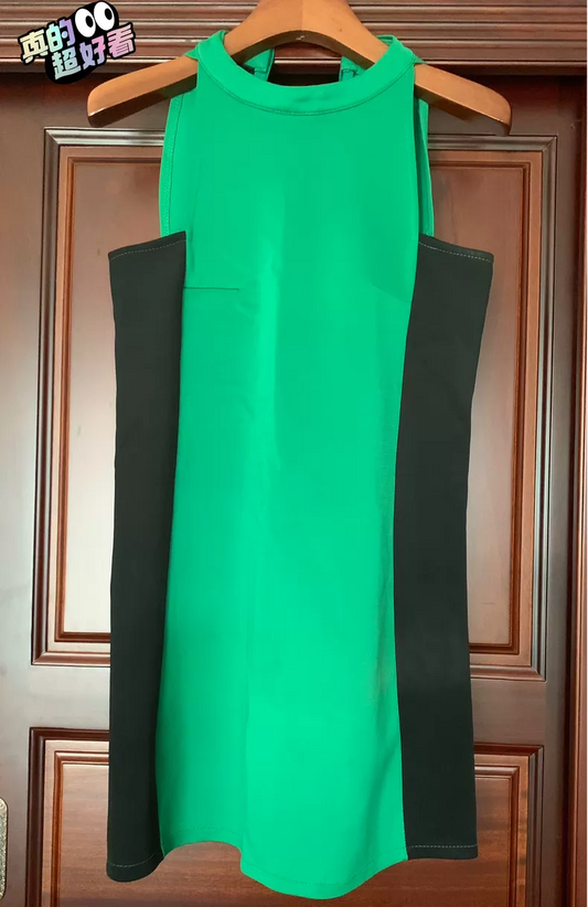 Emerald Colorblock Party Dress