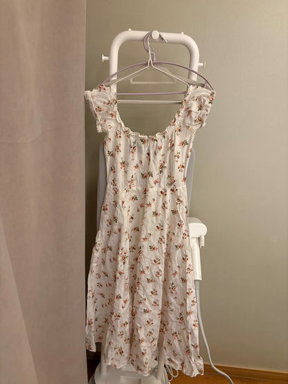 Reformation Floral Linen Midi Dress — Ivory