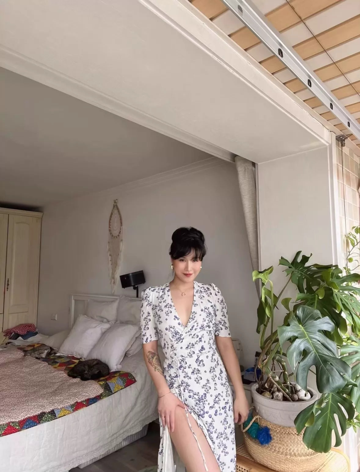 Rouje Gabin Blue and White Printed Dress — front view