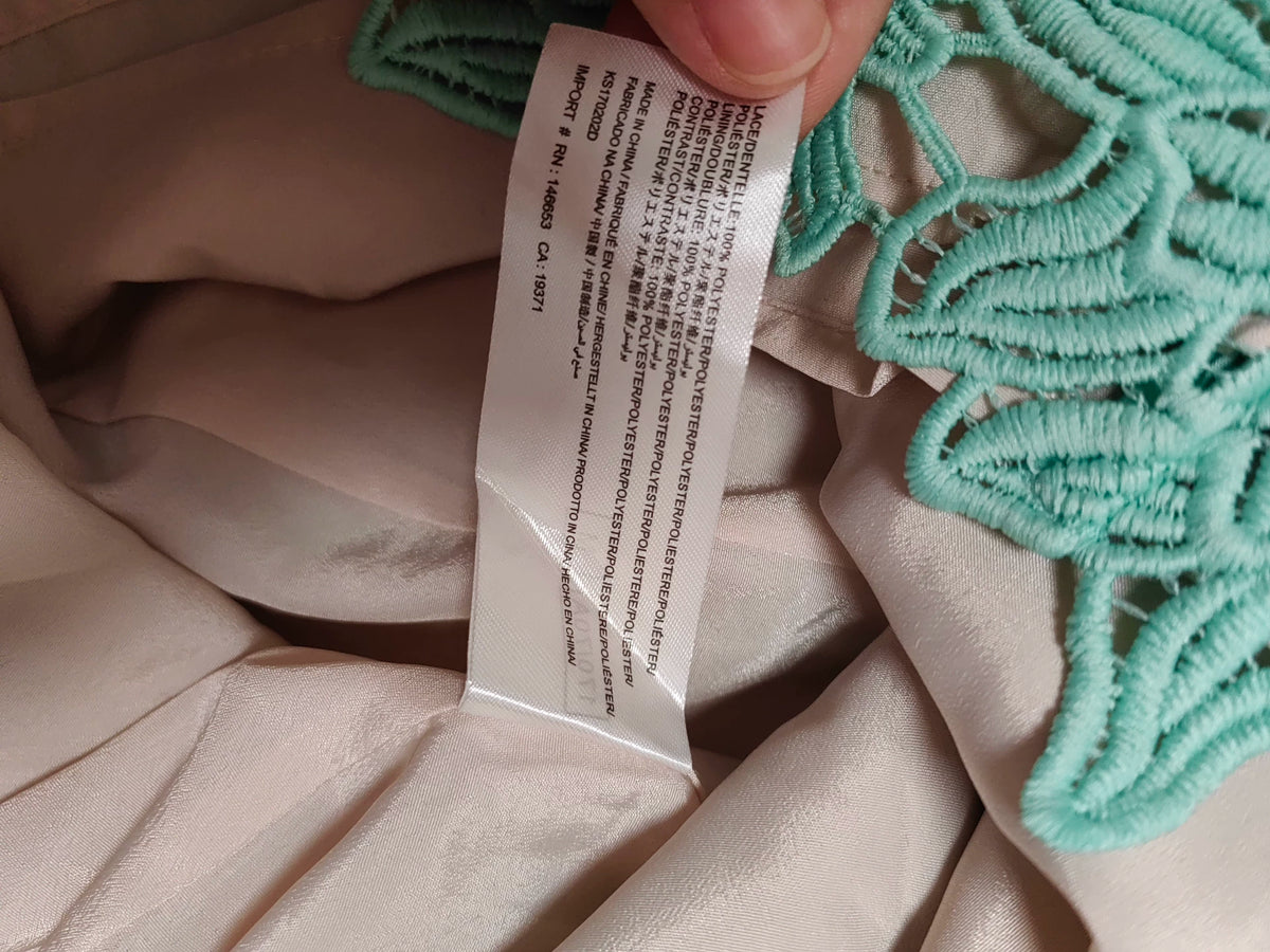 Keepsake seafoam lace dress — lining detail