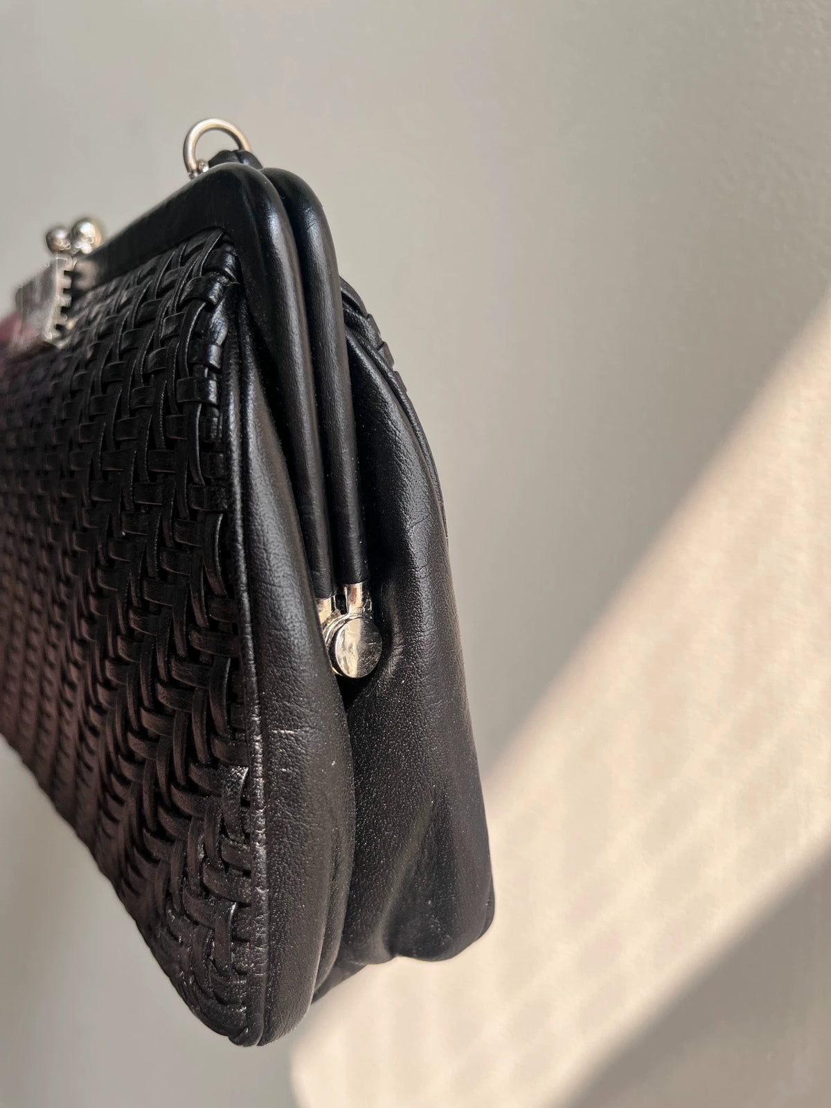 Japanese Showa-Era Vintage Woven Leather Handbag — original seller image 3