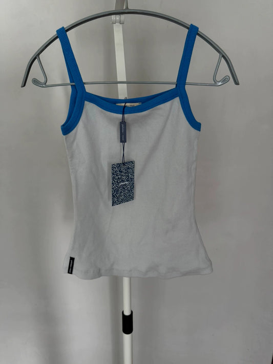 Paloma Wool White and Blue Trim Tank — front view