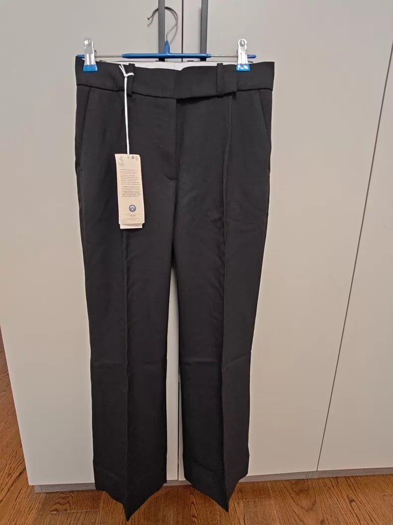 ARKET Black Low-Rise Wool Trousers