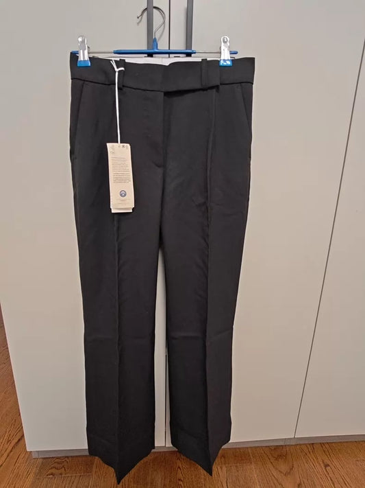 ARKET Black Low-Rise Wool Trousers