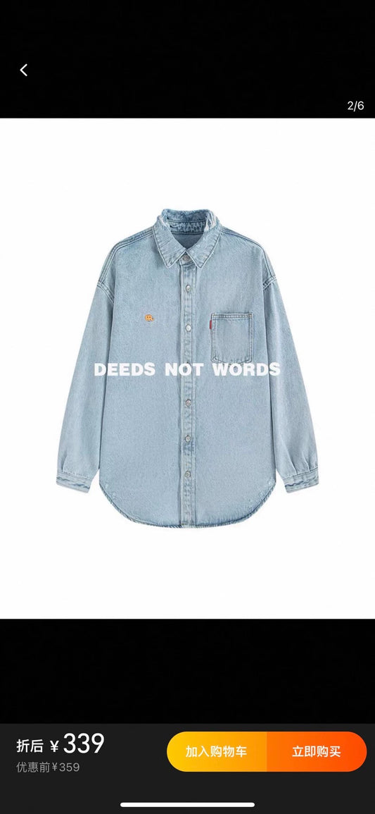 Oversized Ice-Wash Denim Shirt