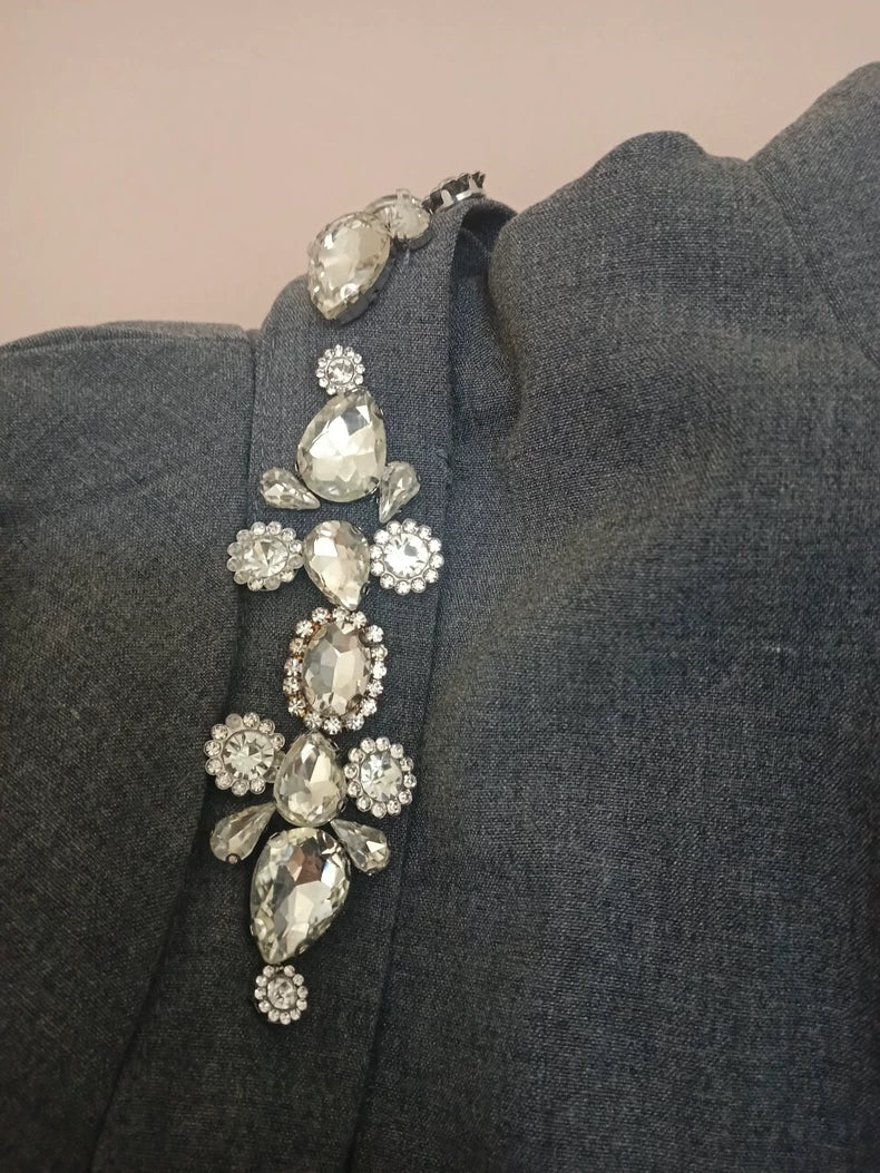 Crystal shoulder dress detail