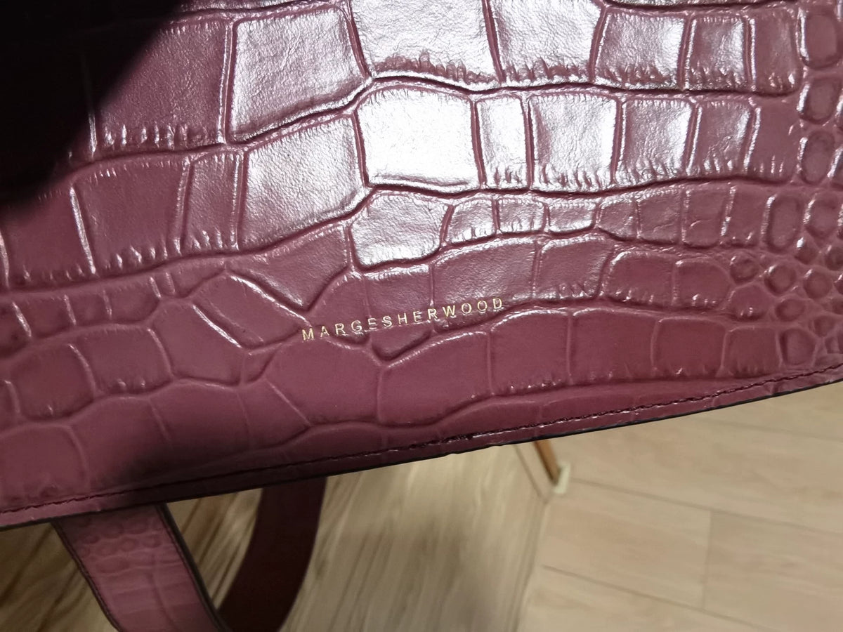 Marge Sherwood Burgundy Croc-Embossed Leather Shoulder Bag — original seller image 8