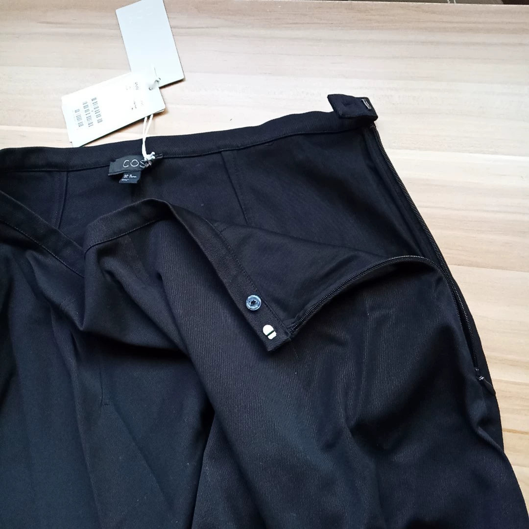 COS Black Asymmetric Cotton A-Line Skirt — product detail 9