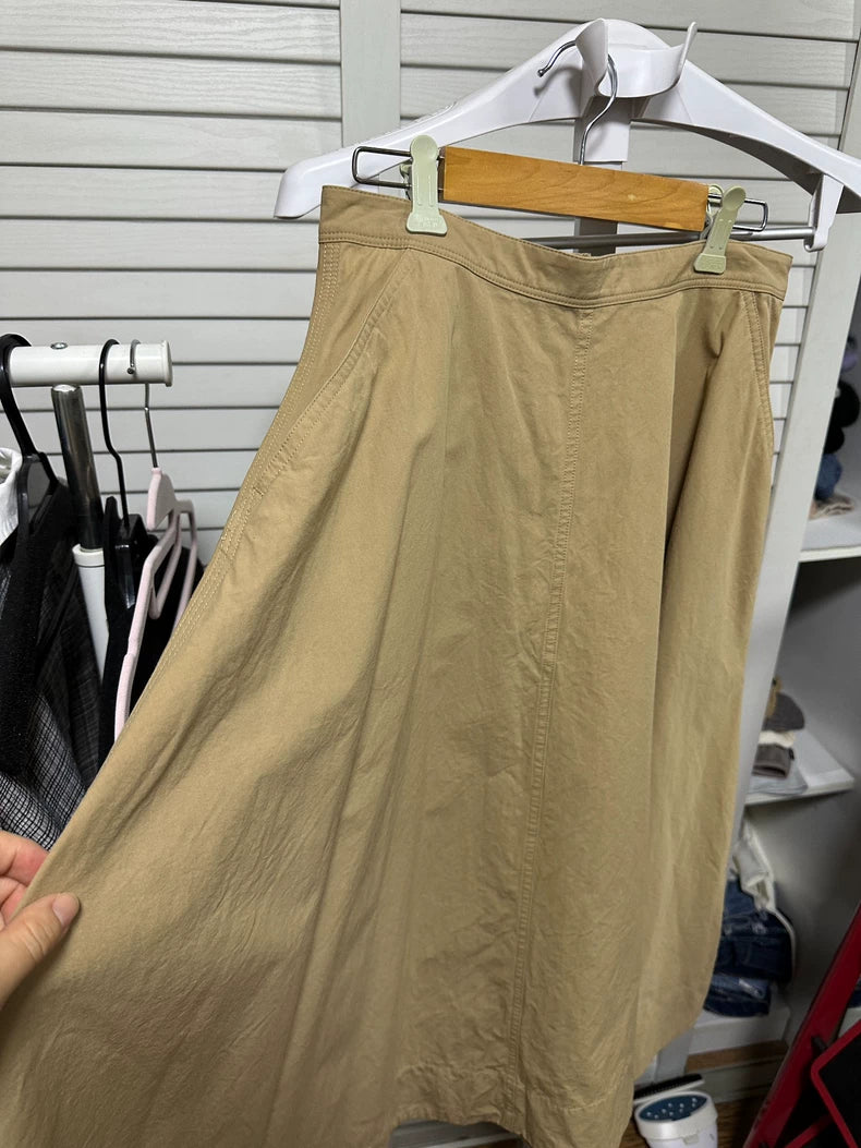 ARKET Khaki Cotton A-Line Skirt
