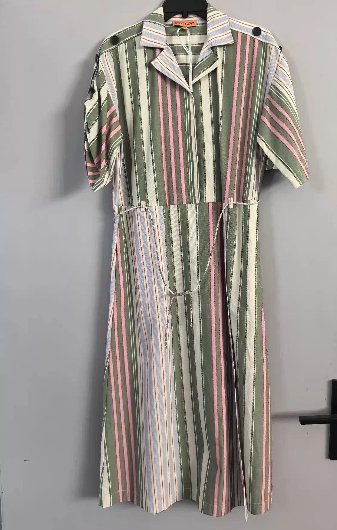 Stine Goya Striped Cotton Tie-Waist Shirt Dress – photograph 1