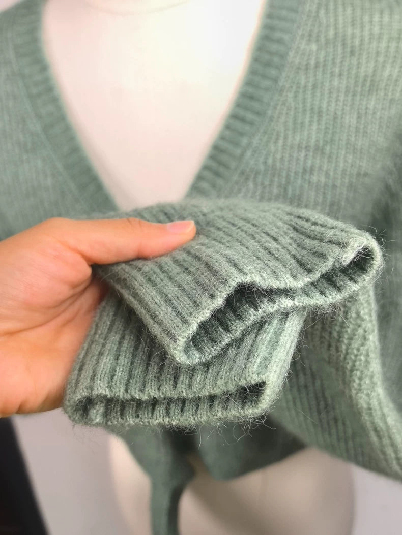 & Other Stories Sage Tie-Hem Cardigan