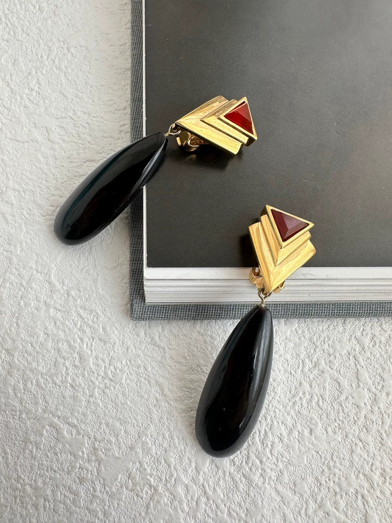 Jean Louis Scherrer — Red — Clip Earrings