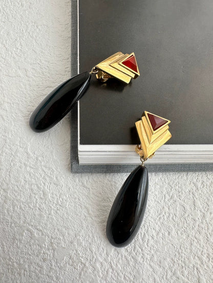 Jean Louis Scherrer — Red — Clip Earrings