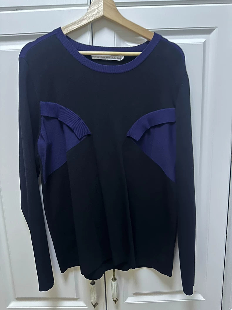 & Other Stories Navy Bow-Detail Knit Top