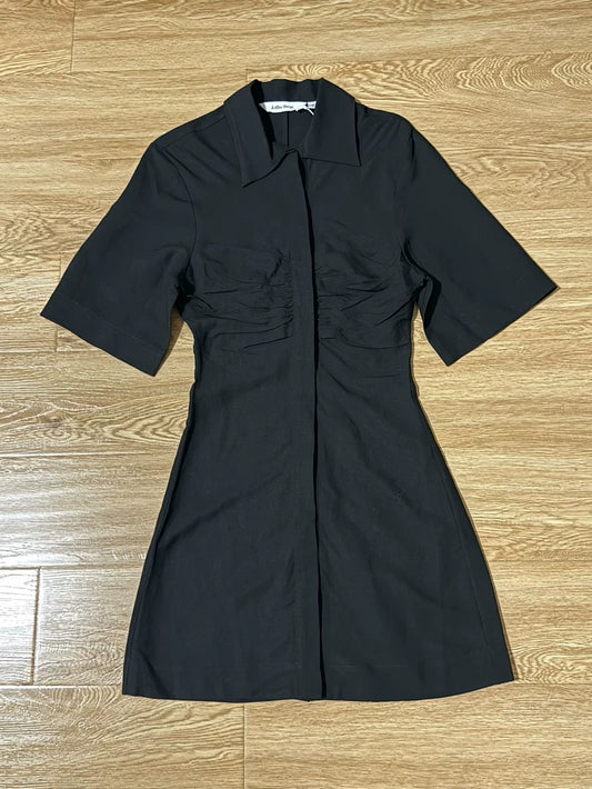 & Other Stories Black Linen-Blend Shirt Dress