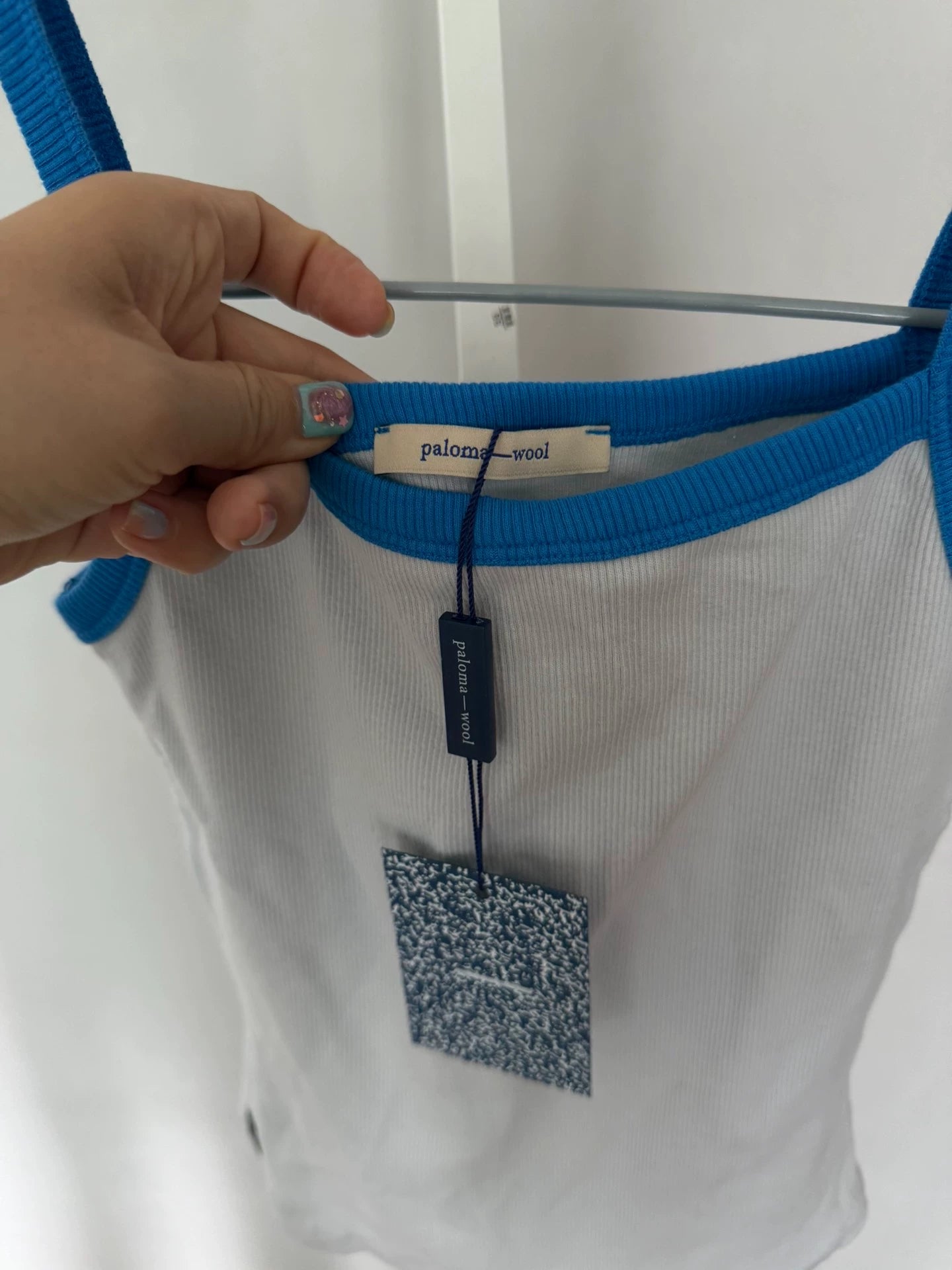 Paloma Wool White and Blue Trim Tank — product detail 2