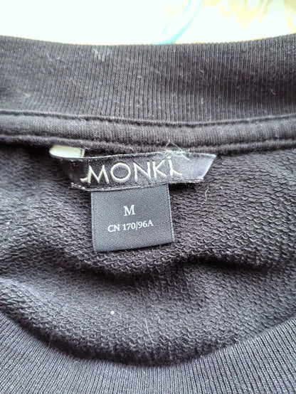 MONKI Black Cropped Cotton Long-Sleeve Top