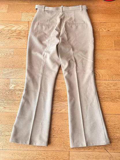 & Other Stories Beige Belted Cropped Trousers