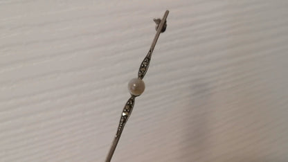 European Vintage Sterling Silver Grey Agate Brooch — original seller image 1