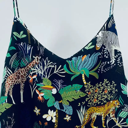 Yimengdu Jungle Print Mulberry Silk-Blend Camisole Top — product detail 4