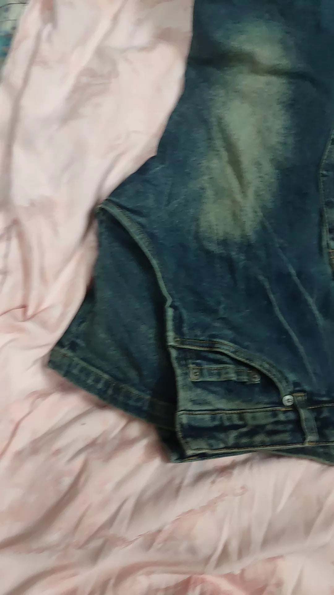 MARRKNULL Washed Dark Blue Denim Strapless Dress — original seller image 3